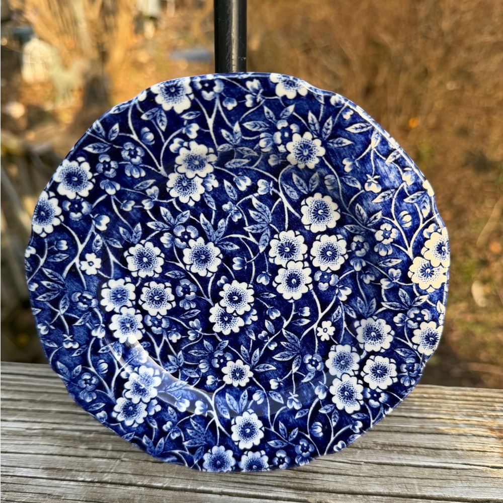 Crownford Blue Calico Staffordshire China Bread Butter Plate Set Of 4 6” Wide
